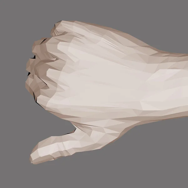 Polygonale menschliche Hand mit gedrückten Daumen — Stockvektor