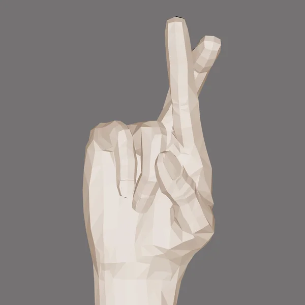 Main humaine polygonale avec doigts croisés — Image vectorielle