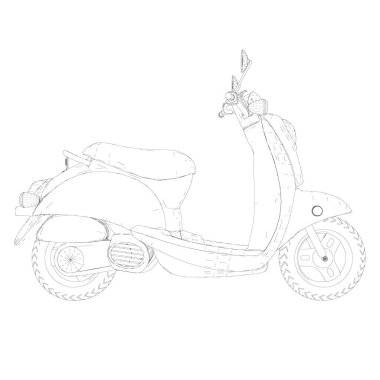 Motosiklet hattı beyaz arka planda izole edilmiş. Yan görüş. Vektör illüstrasyonu