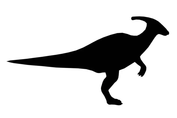Silhouette di dinosauro su sfondo bianco. Vista laterale. Illustrazione vettoriale — Vettoriale Stock