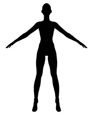 Beyaz arka planda bir kızın silueti. Ön manzara. Vektör illüstrasyonu