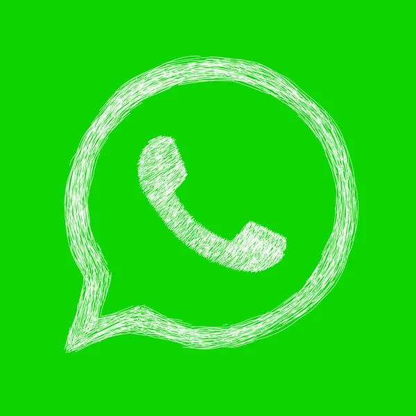 Ícone do telefone feito de linhas brancas em um fundo verde. Ilustração vetorial — Vetor de Stock