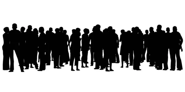 Silueta de una multitud de personas aisladas sobre un fondo blanco. Ilustración vectorial — Archivo Imágenes Vectoriales
