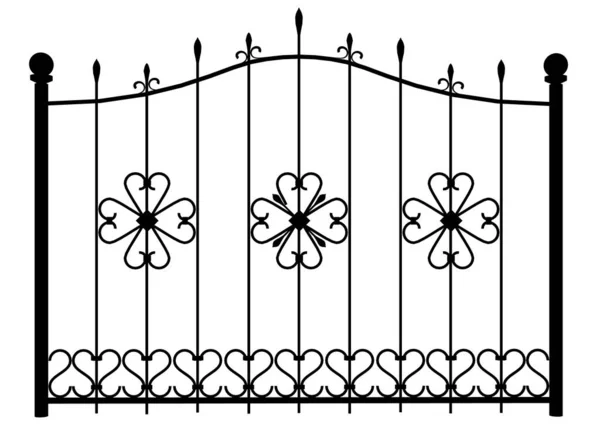 Silhuett av dekorativ grind isolerad på vit bakgrund. Vektorillustration — Stock vektor