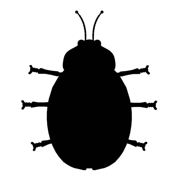 Ladybug σκαθάρι σιλουέτα απομονώνονται σε λευκό φόντο. Εικονογράφηση διανύσματος — Διανυσματικό Αρχείο