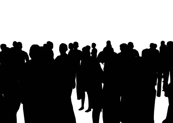 Silhouette of a crowd of people isolated on a white background. Vector illustration — Stock Vector