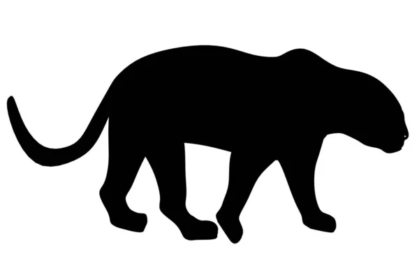 Silueta de un guepardo aislado sobre un fondo blanco. Vista lateral. Ilustración vectorial — Vector de stock