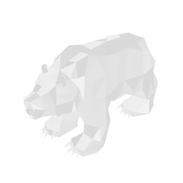 Oso polar polivinílico bajo aislado sobre fondo blanco. 3D. Ilustración vectorial — Archivo Imágenes Vectoriales