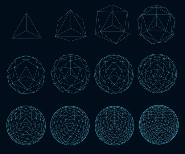 Geometriyi karmaşıklaştıran bir dizi kablo geometrik şekiller. Vektör illüstrasyonu — Stok Vektör