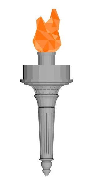 Taschenlampe mit niedrigem Poly-Feuer isoliert auf weißem Hintergrund. Vektorillustration — Stockvektor