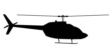 Helikopter silueti beyaz arkaplanda izole edildi. Yan görüş. Vektör illüstrasyonu