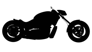 Motosiklet silueti beyaz arka planda izole edilmiş. Yan görüş. Vektör illüstrasyonu