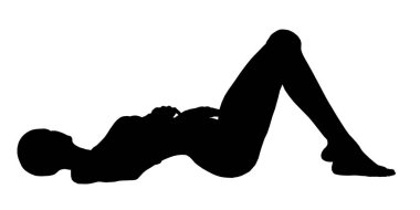 Beyaz arka planda izole bir şekilde seksi pozlar veren bir kızın silueti. Vektör illüstrasyonu