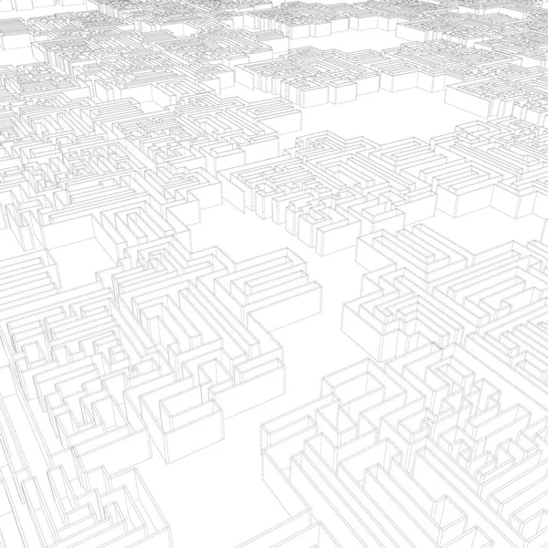 Bakgrund med en stor labyrint. Perspektiv utsikt. Vektorillustration — Stock vektor