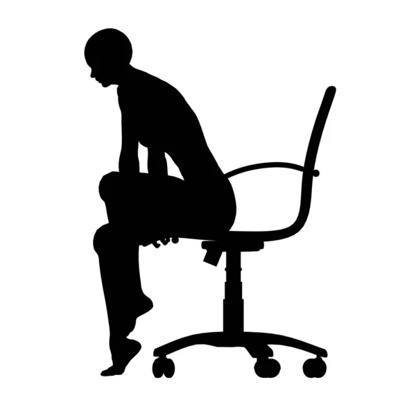 Beyaz arka planda izole edilmiş bir sandalyede oturan bir kızın silueti. Vektör illüstrasyonu — Stok Vektör