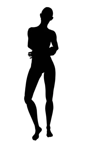 Silueta de una chica de pie en una pose sexy aislada sobre un fondo blanco. Ilustración vectorial — Vector de stock
