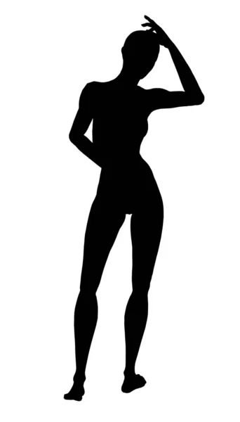 Silhouette of a girl standing in a sexy pose isolated on a white background. Vector illustration — Stock Vector