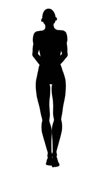 Силуэт девушки, стоящей в сексуальной позе изолированной на белом фоне. Векторная иллюстрация — стоковый вектор