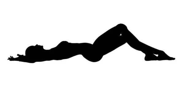 Η σιλουέτα μιας κοπέλας ξαπλωμένης σε μια σέξι στάση απομονωμένη σε λευκό φόντο. Εικονογράφηση διανύσματος — Διανυσματικό Αρχείο