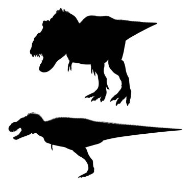 Beyaz arka planda izole edilmiş dinozor silueti. Vektör illüstrasyonu