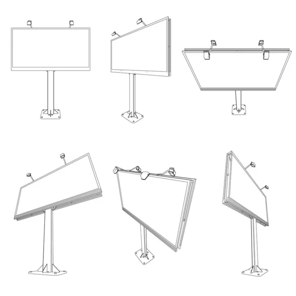 Set cu contururi de panouri publicitare izolate pe fundal alb. Ilustrație vectorială — Vector de stoc