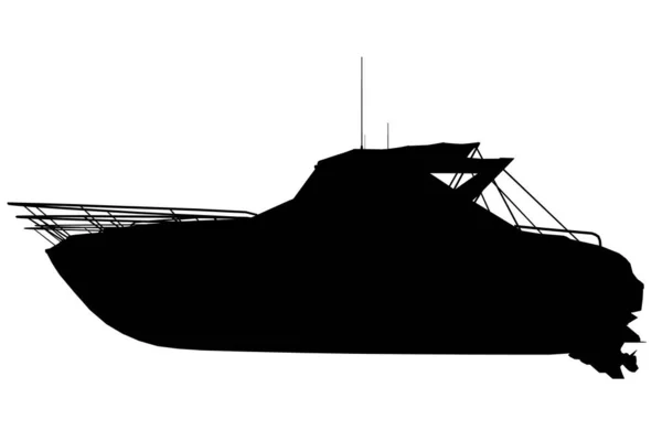 Silhueta de um barco desportivo isolado sobre um fundo branco. Ilustração vetorial — Vetor de Stock