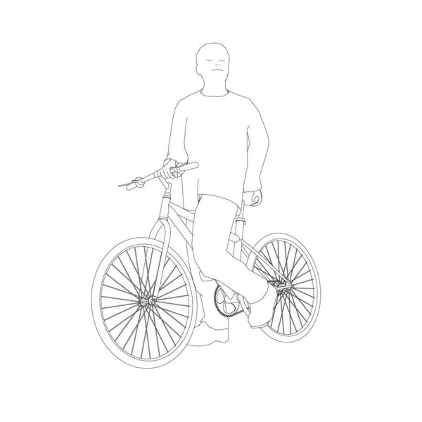 Profilo di un uomo seduto su una bicicletta isolato su uno sfondo bianco. Illustrazione vettoriale — Vettoriale Stock