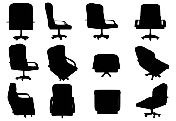 Ensemble avec des silhouettes d'une chaise de bureau dans différentes positions isolées sur un fond blanc. Illustration vectorielle — Image vectorielle