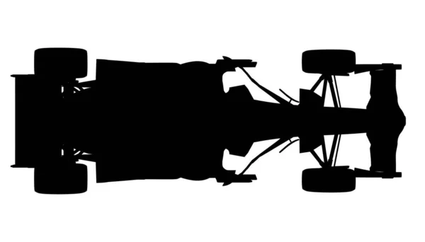 Sylwetka samochodu wyścigowego odizolowanego na białym tle. Widok z góry. Ilustracja wektora — Wektor stockowy