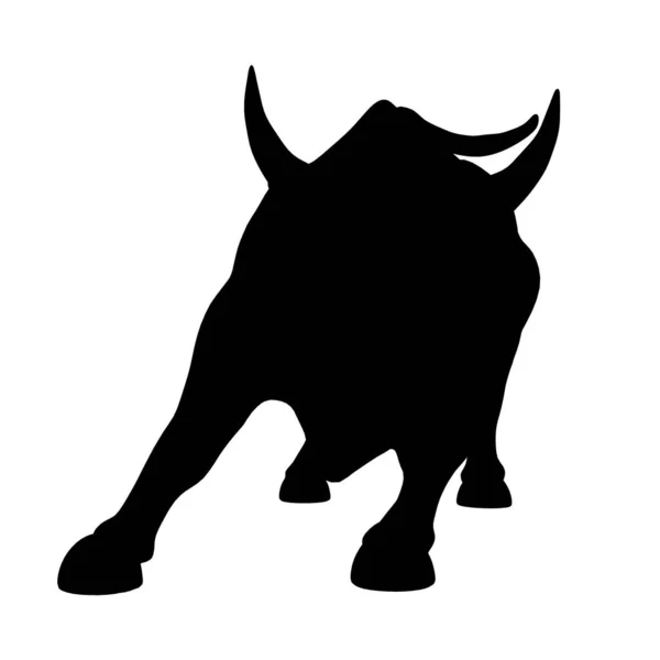 Silhouette of a running bull isolated on a white background. Vector illustration — Stock Vector