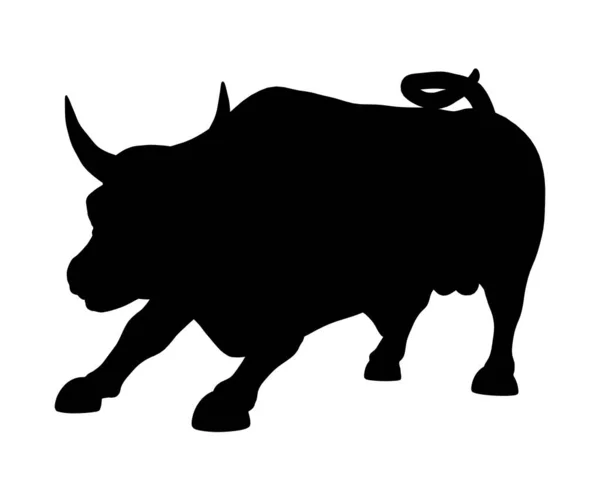 Silhouette of a running bull isolated on a white background. Vector illustration — Stock Vector