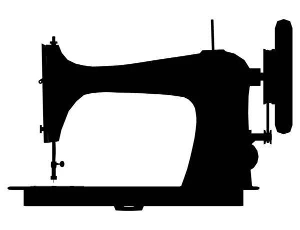 Nähmaschinensilhouette isoliert auf weißem Hintergrund. Seitenansicht. Vektorillustration — Stockvektor