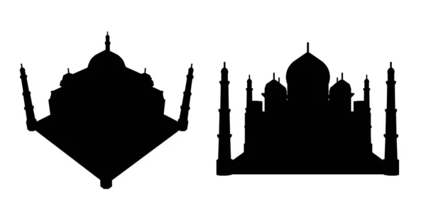 Silhouet van Taj Mahal geïsoleerd op witte achtergrond. Vectorillustratie — Stockvector