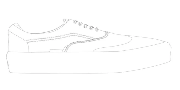 Contorno de zapatillas aislado sobre fondo blanco. Zapatillas vintage. Vista lateral. Ilustración vectorial — Archivo Imágenes Vectoriales