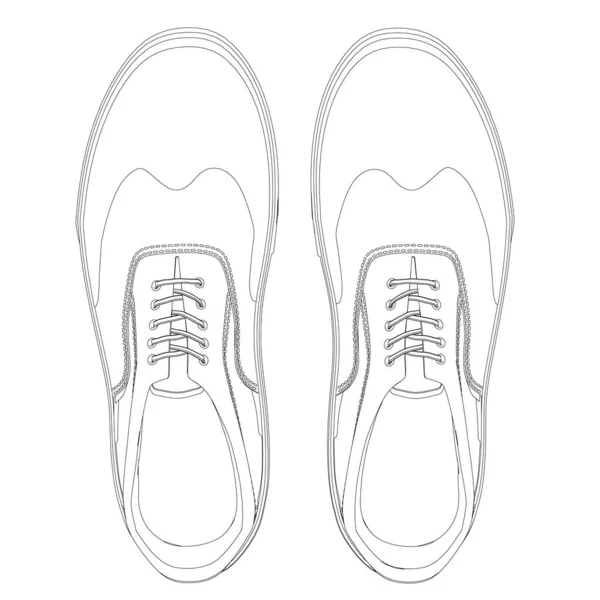 Sneakers contour isolated on white background. Vintage sneakers. View from above. Vector illustration — Stock Vector