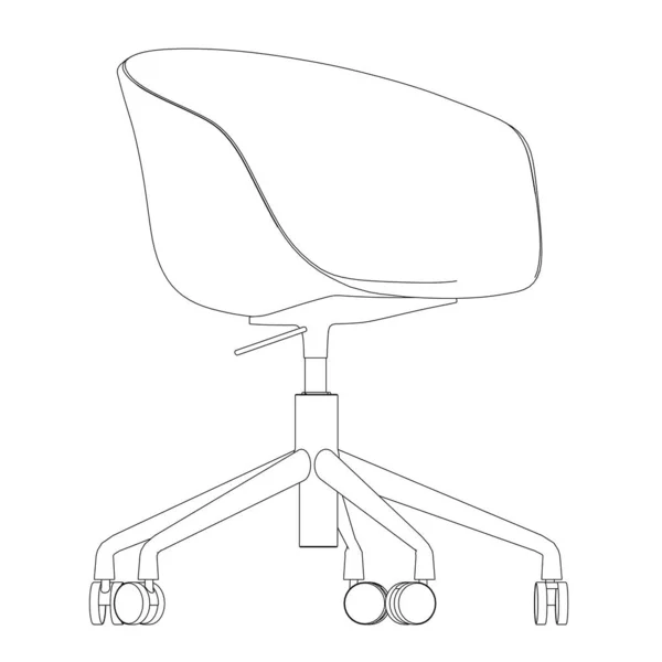 Plan d'une chaise sur roulettes isolées sur fond blanc. Vue de face. Illustration vectorielle — Image vectorielle