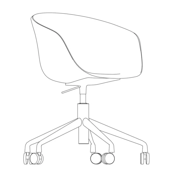 Начерки стільця на роликах ізольовані на білому тлі. Вид спереду. Векторні ілюстрації — стоковий вектор