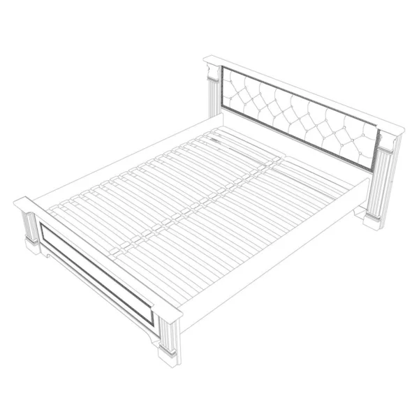Kontur eines dekorativen Bettes ohne Matratze isoliert auf weißem Hintergrund. Vektorillustration — Stockvektor