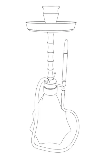 Dekorativ hookah kontur isolerad på vit bakgrund. Vektorillustration — Stock vektor