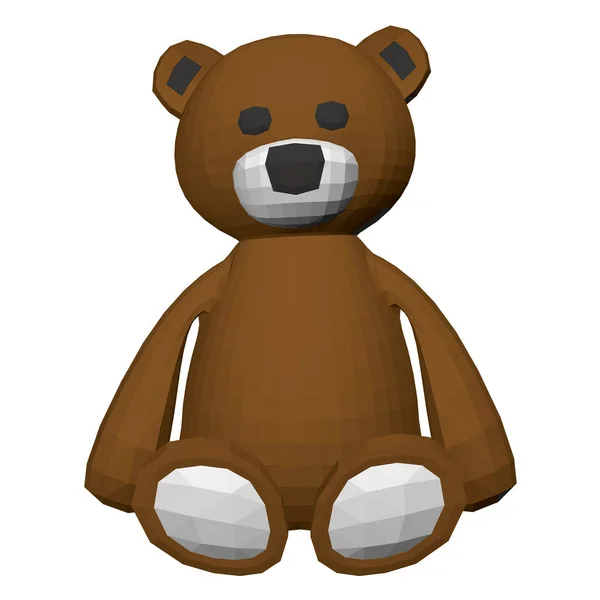 Urso de pelúcia marrom poligonal isolado em um fundo branco. 3D. Ilustração vetorial —  Vetores de Stock