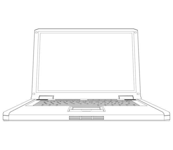 Notebook contour isolé sur fond blanc. Vue de face. Illustration vectorielle — Image vectorielle