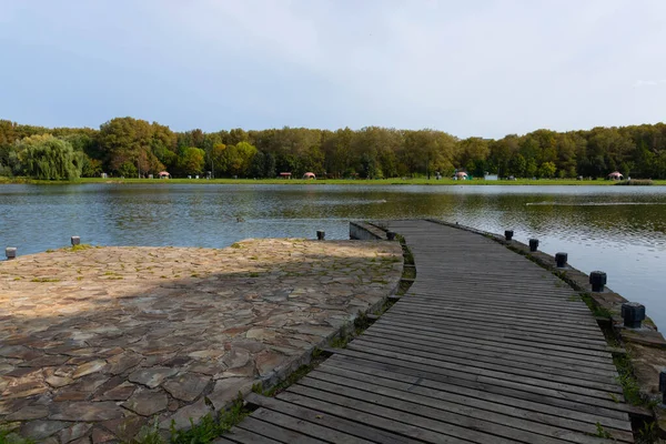 Ecological trail in the European city park.