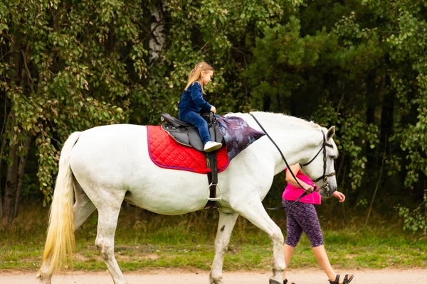 Minsk Belarus September 2020 Horseback Riding Park Concept Communication Humans — Stock Photo, Image