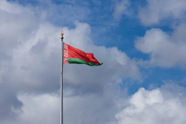 Bandera Viento Del Estado Grande República Bielorrusia Europa Sobre Fondo — Foto de Stock