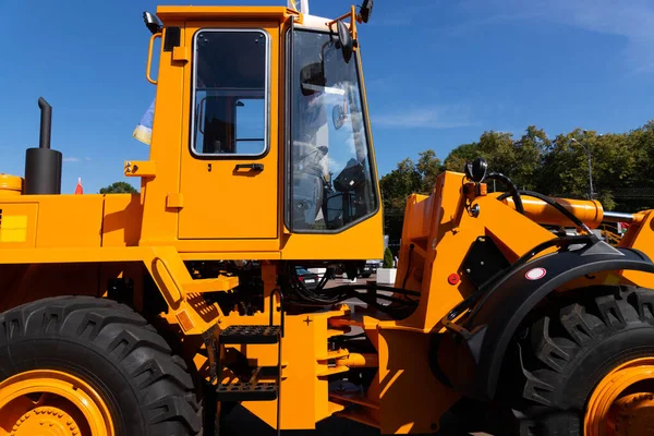 Cargador Tractores Excavadora Amarilla Maquinaria Construcción Equipo Cubo —  Fotos de Stock