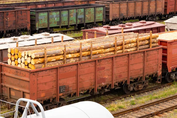 Tanks Met Brandstof Wagons Met Lading Een Vrachtstation Logistiek Transportconcept — Stockfoto