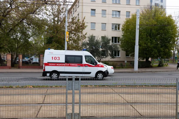Minsk Belarus Oktober 2020 Ambulance 103 Gaat Straat Met Slachtoffers — Stockfoto