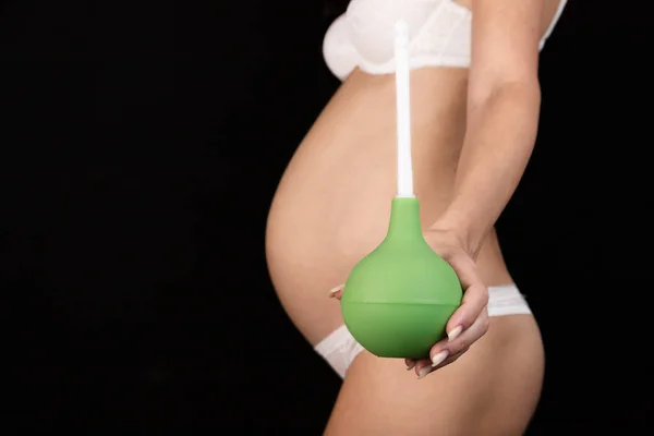 Avgiftning Medicinsk Koncept För Rengöring Kroppen Gifter Gravid Kvinna Håller — Stockfoto
