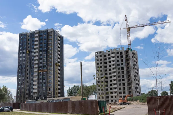 Byggnad Uppförande Arbetsflöde Byggprojekt Isolering Och Fasadefterbehandling — Stockfoto