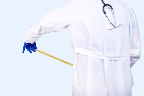Doctor Measures Size Penis Ruler Medical Concept — Stock Fotó